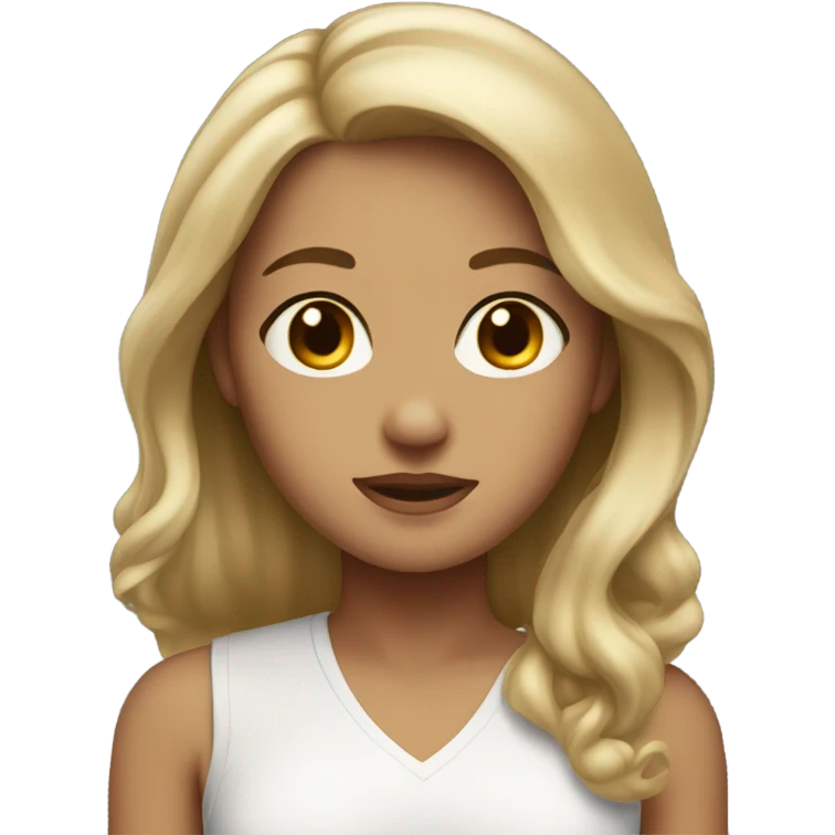 A girl with gray eyes and medium dirty blonde hair  emoji