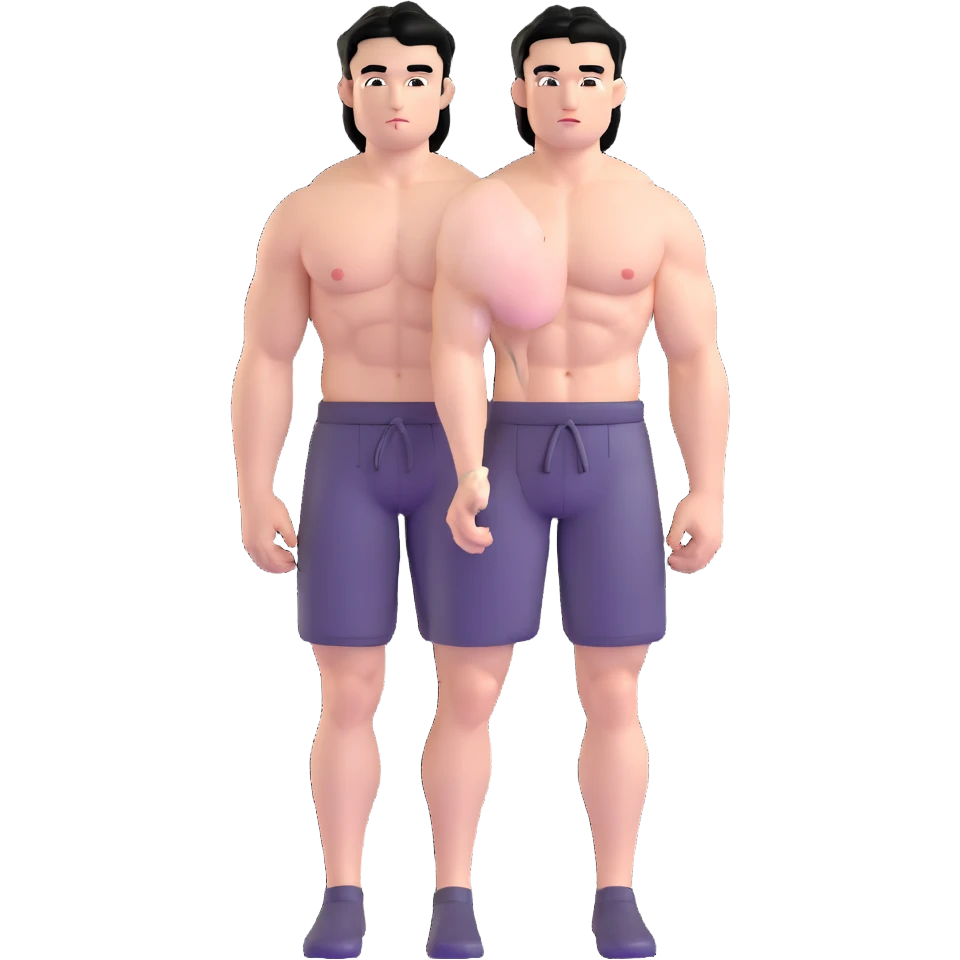 young white man with black hair, muscular, shirtless with nipple piercings emoji