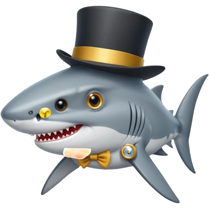 Shark with a top hat emoji