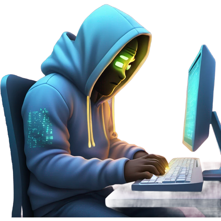 Hacker in front of computer screen  emoji