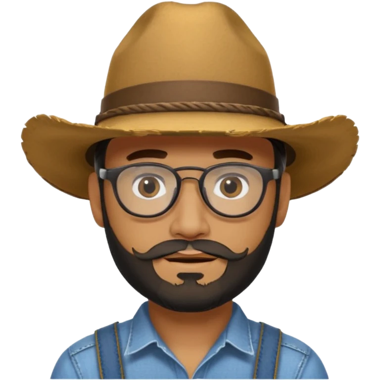 Man wearing a cow boy hat,chin strap beard only and black glasses  emoji