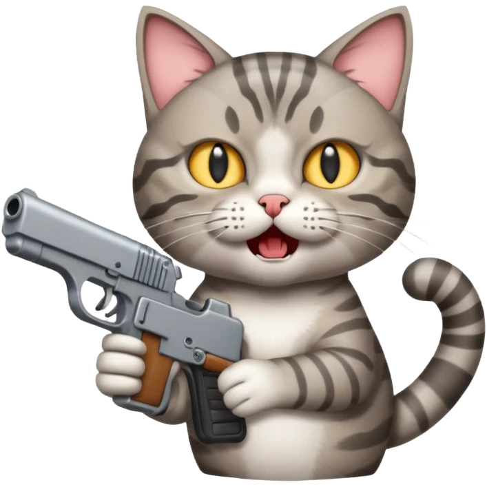 A cat holding a gun yelling "INTERVENE!" emoji