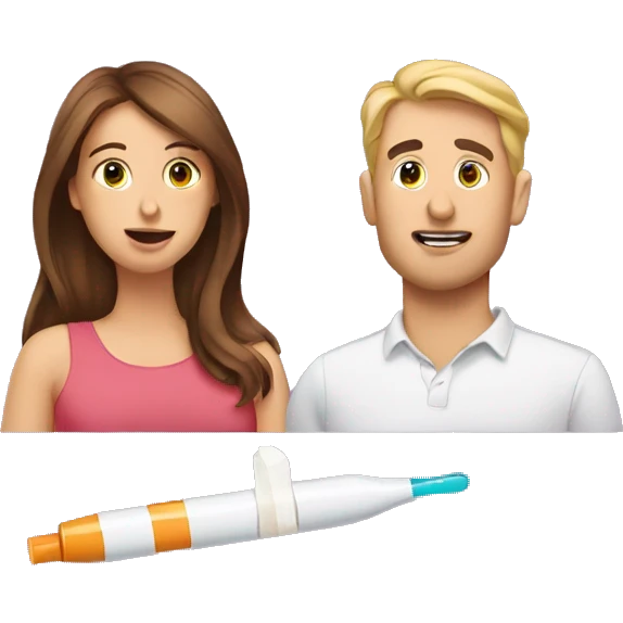 couple looking at pregnancy test emoji