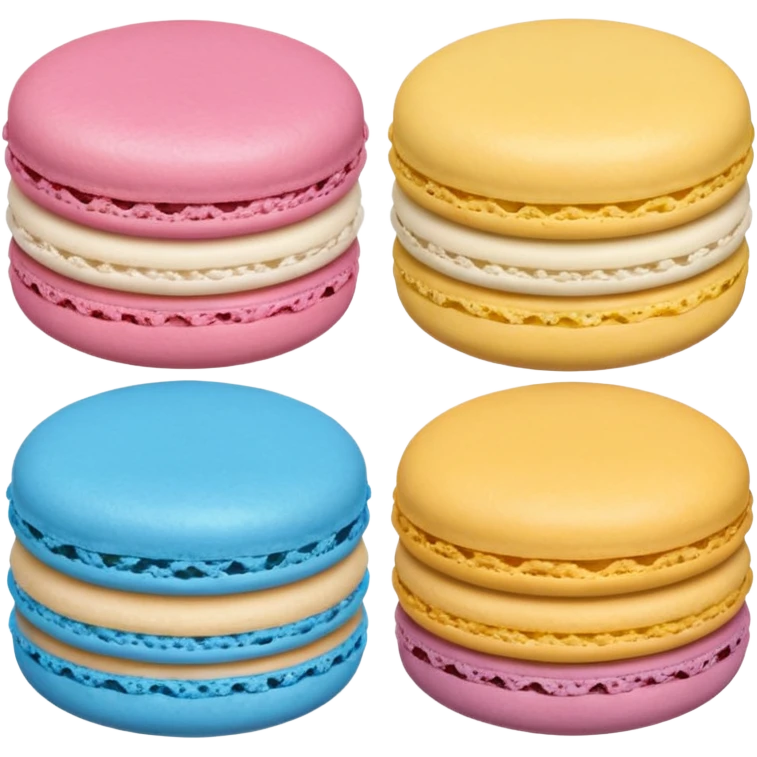 1 Blue Macaroon, 1 Pink Macaroon, And 1 Yellow Macaroon  emoji