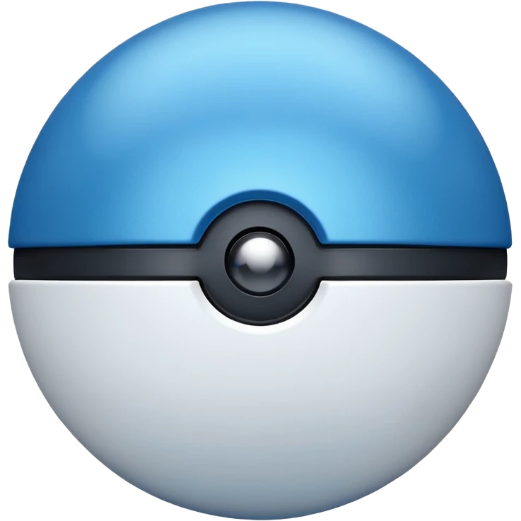 blue pokeball emoji, top half is a more saturated blue, bottom half is white, black stripe, with a metallic sheen emoji