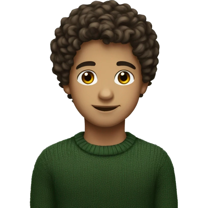 winter, christmas, young boy, short curly brown hair, brown eyes, hispanic, dark green sweater emoji