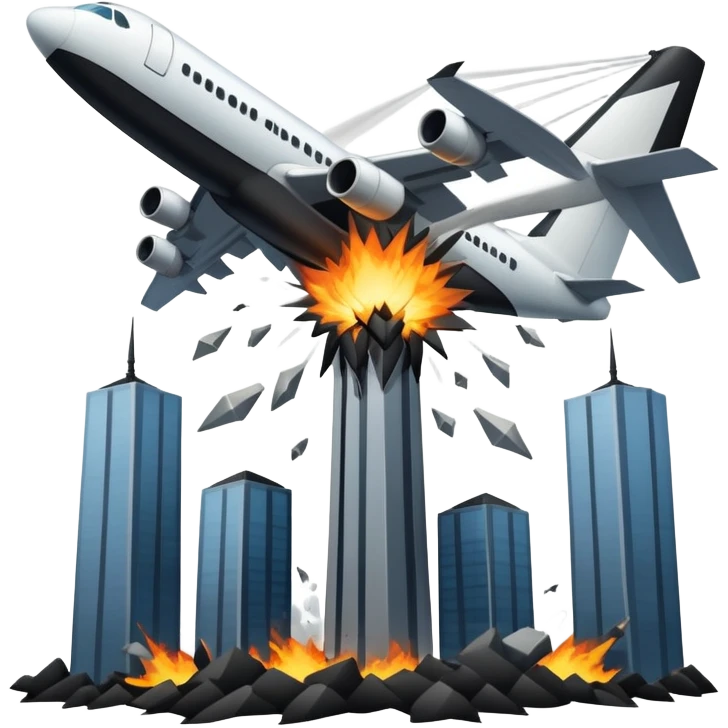 A plane crashing into two towers emoji