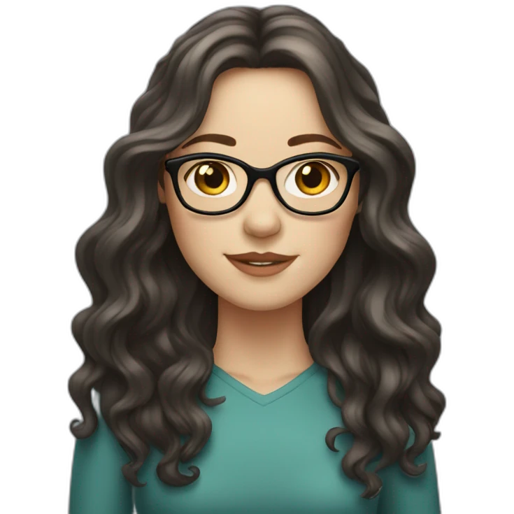 white girl with glasses and dark long wavy hair emoji