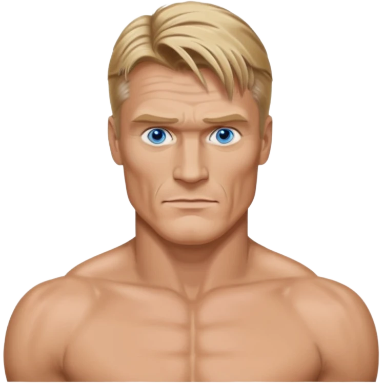 Dolph Lundgren with blue eyes, dark blonde hair, shirtless emoji