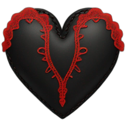 Black leather heart with red lace border emoji