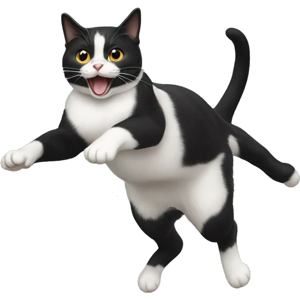 Tuxedo cat jumping  emoji