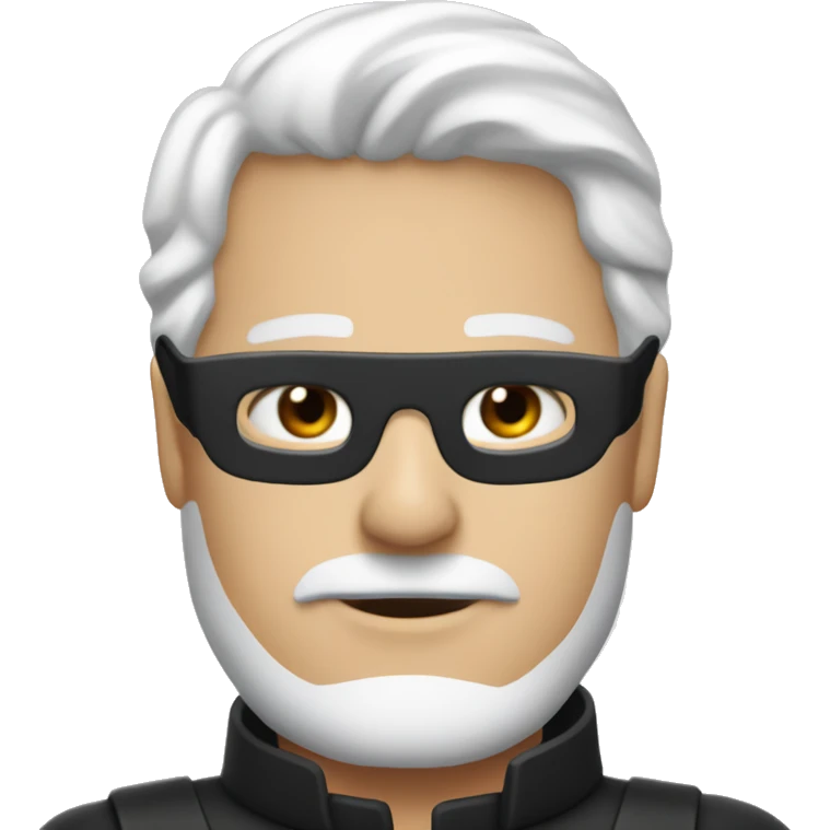 white haired man with black blindfold on using red and blue crayons emoji