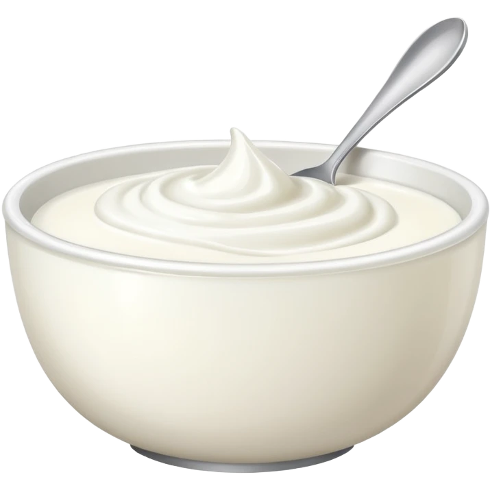 A bowl of yoghurt with a spoon in it  emoji