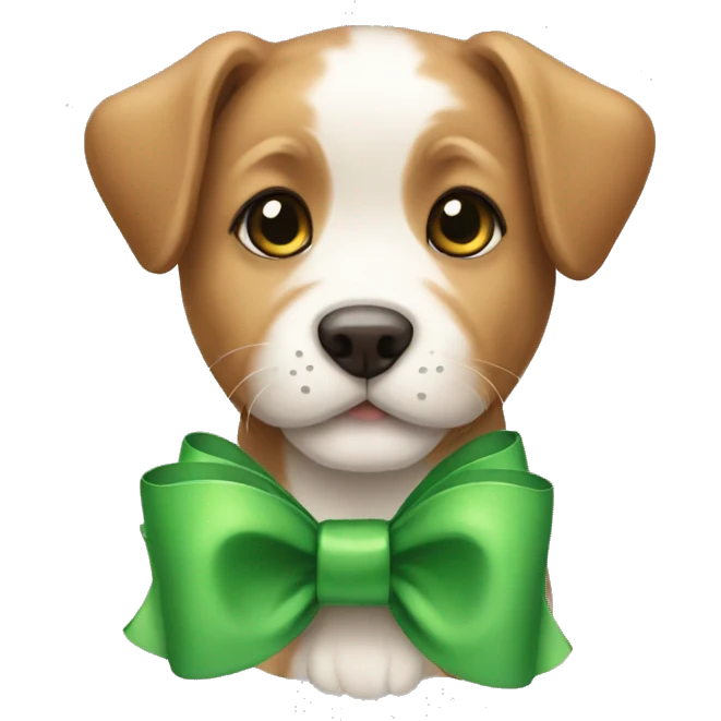 puppy with a green bow emoji