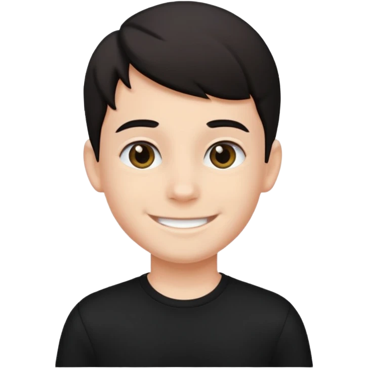 Maktab yonida kulib turgan qora kiyimdagi bola emojisini chiqarib ber emoji