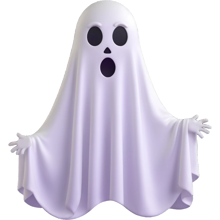 emoji with a ghost sheet and scared face emoji