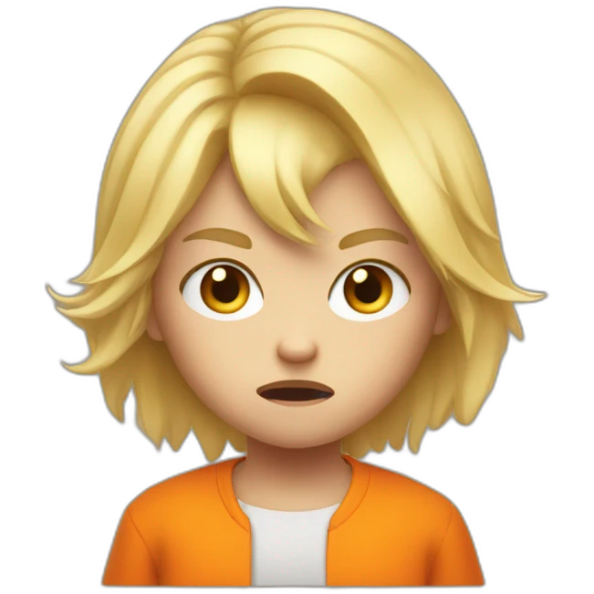 Angry child with blonde hair and orange clothes emoji