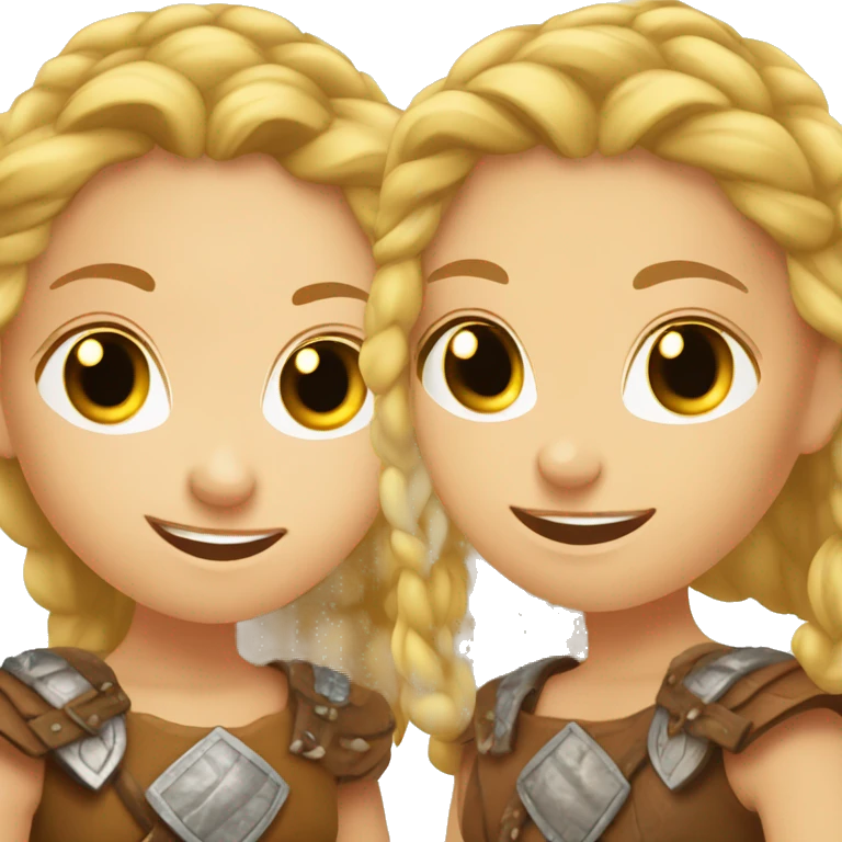 young causian viking girls talking face to face emoji