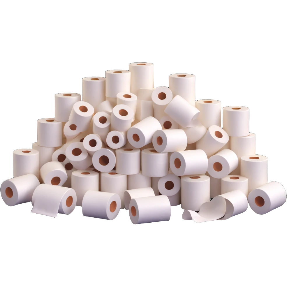 scattered toilet paper rolls 3D emoji style emoji