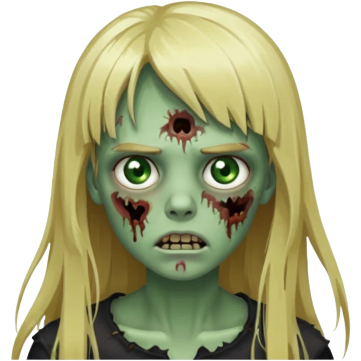 Zoombie de cabelo loiro longo de franja  emoji