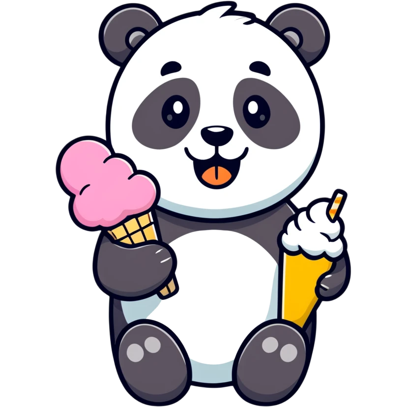 Panda eating ice cream emoji