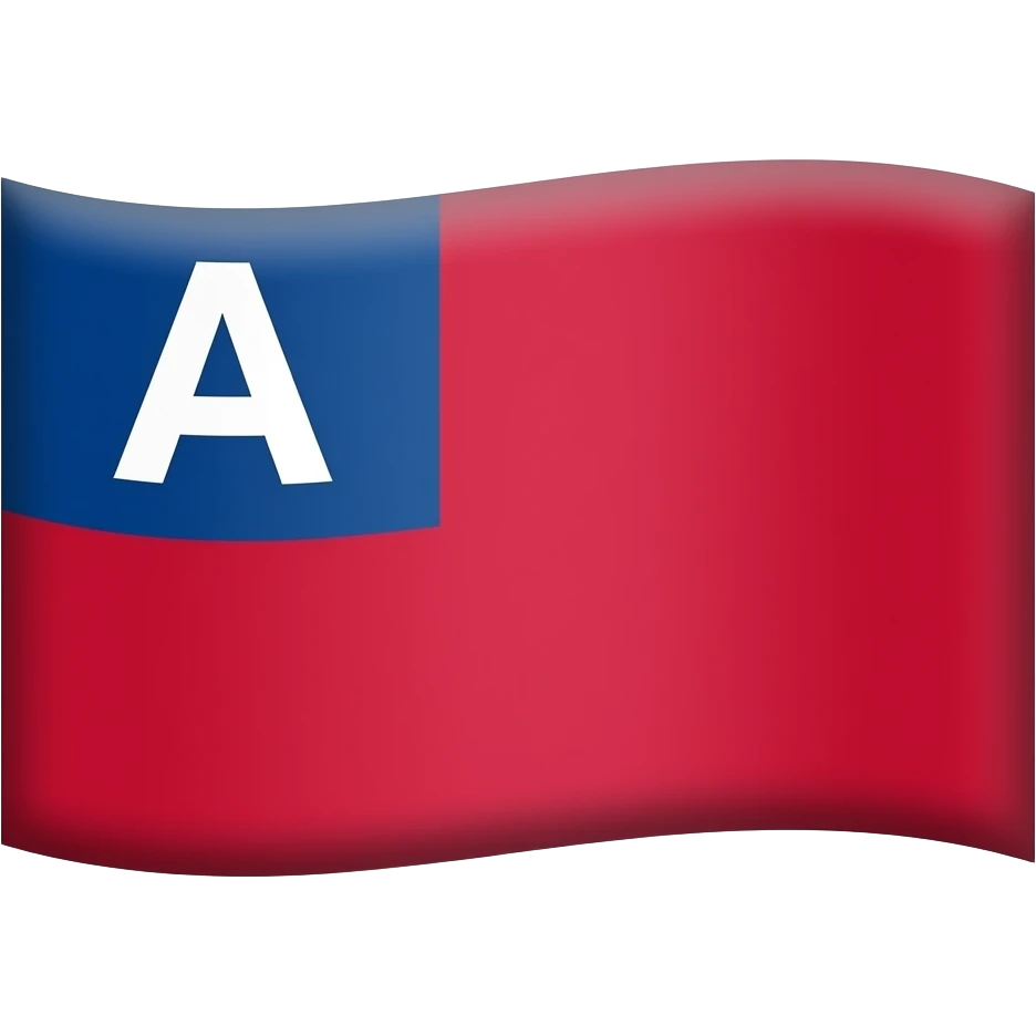 make a flag with a blue canton, a red background and inside the canton is the letter a emoji