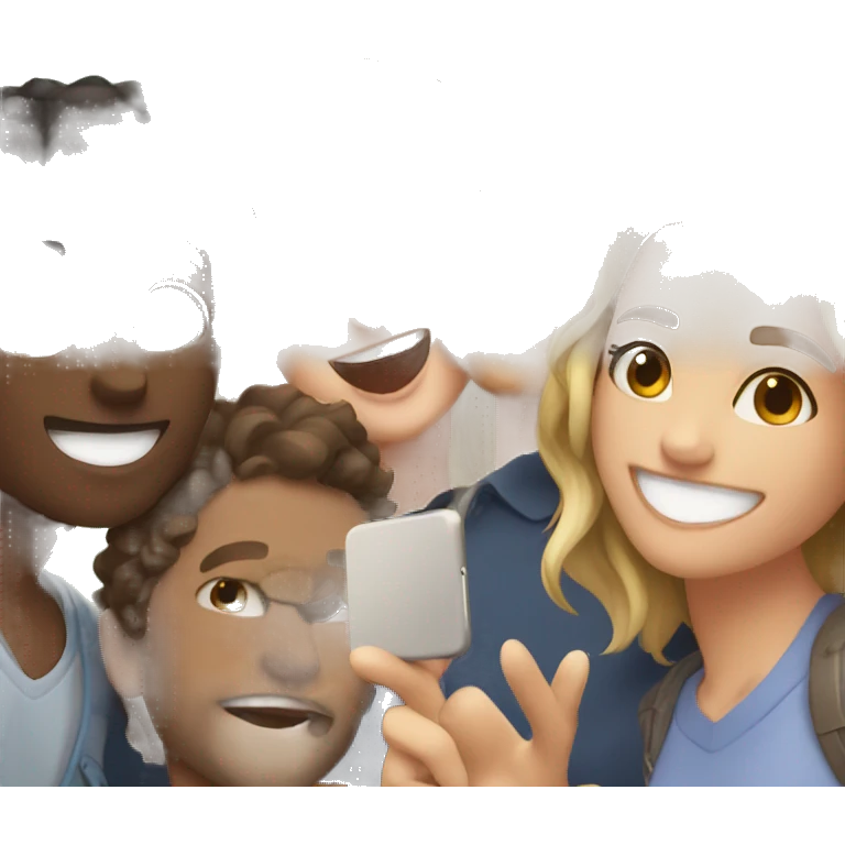 happy group selfie moment love emoji