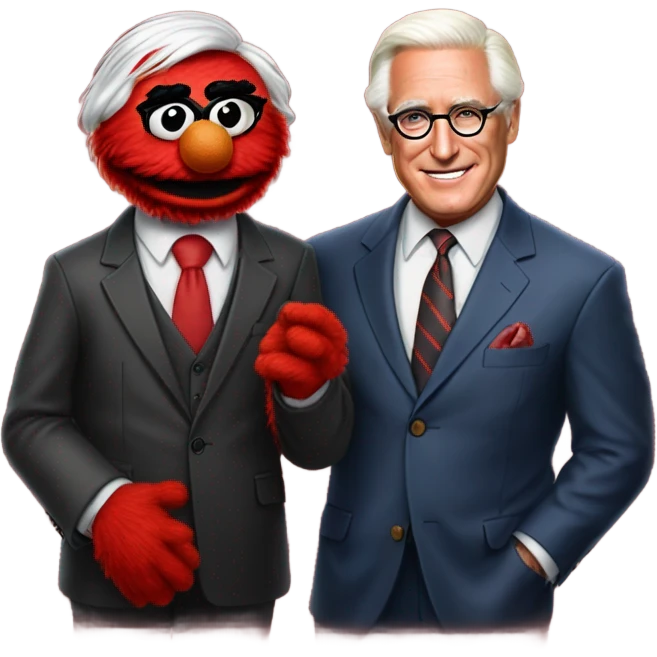Photorealistic Elmo with Roger Stone emoji