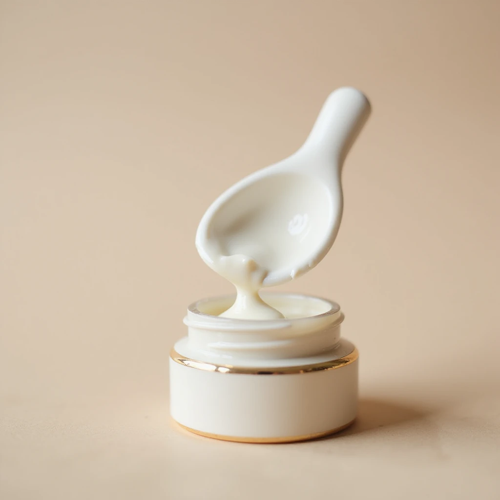 realistic skin care routine with facial cream jar and moisturizer, clean background emoji