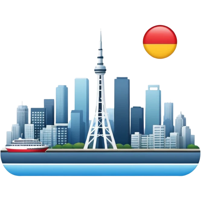 Create a tech founders day logo for japan using the tokyo and san francisco skyline  emoji