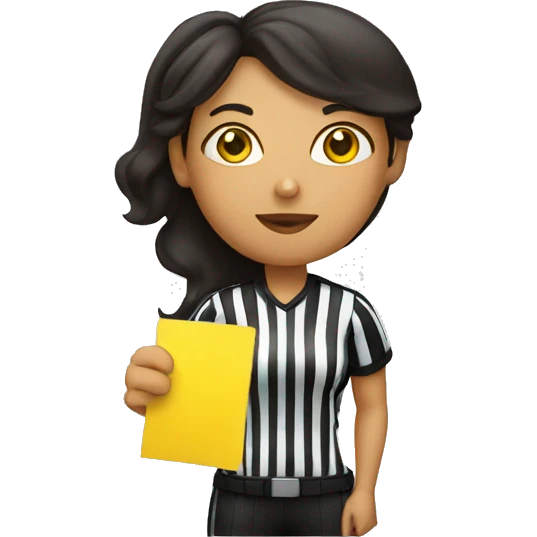 hispanic female referee holding yellow card emoji