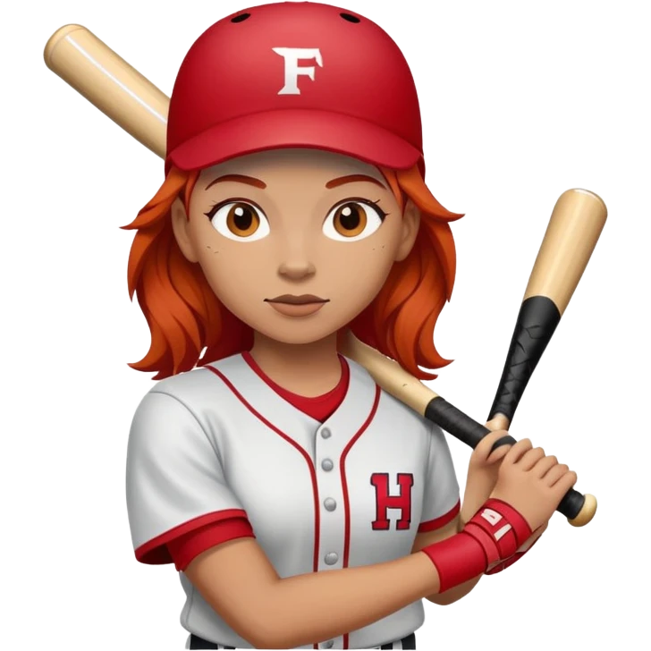 Softball player with red hair emoji