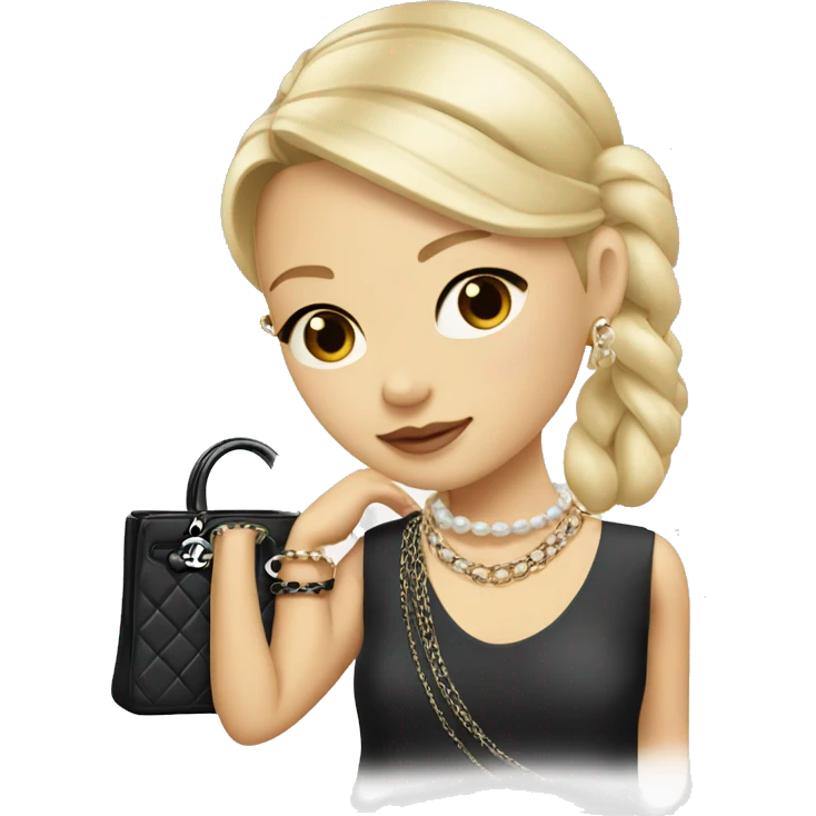 Blonde Chanel Asian Girl with Birkin bag and Chanel necklace emoji