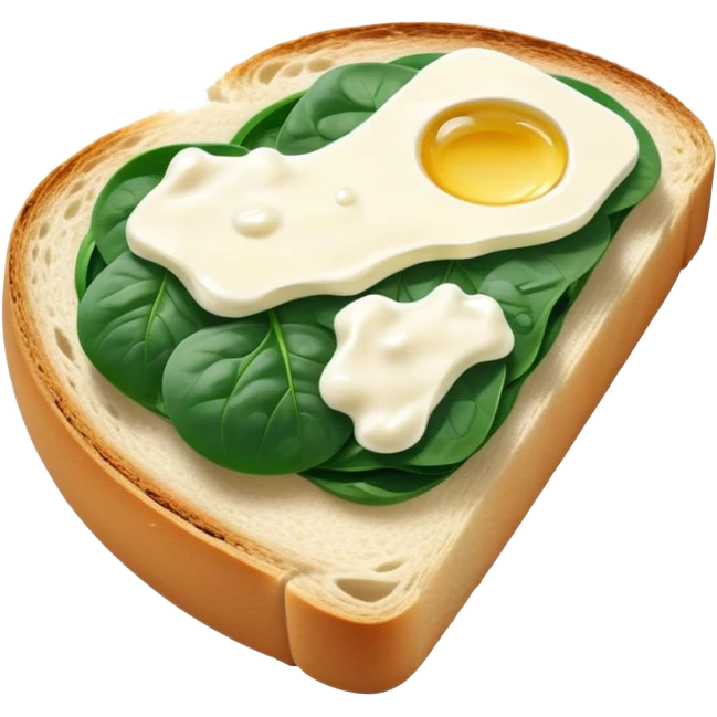 sourdough bread slice with cream cheese and spinach on top  emoji