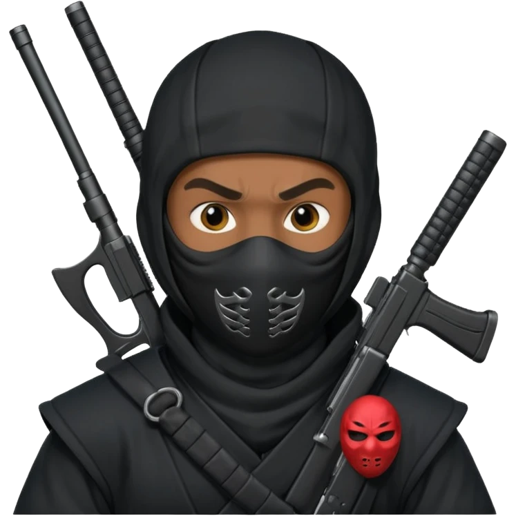 A black male in a ninja mask with a gun emoji