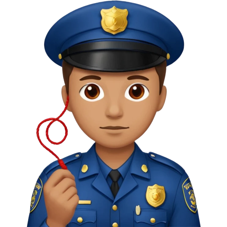 police officer holding a red thread emoji