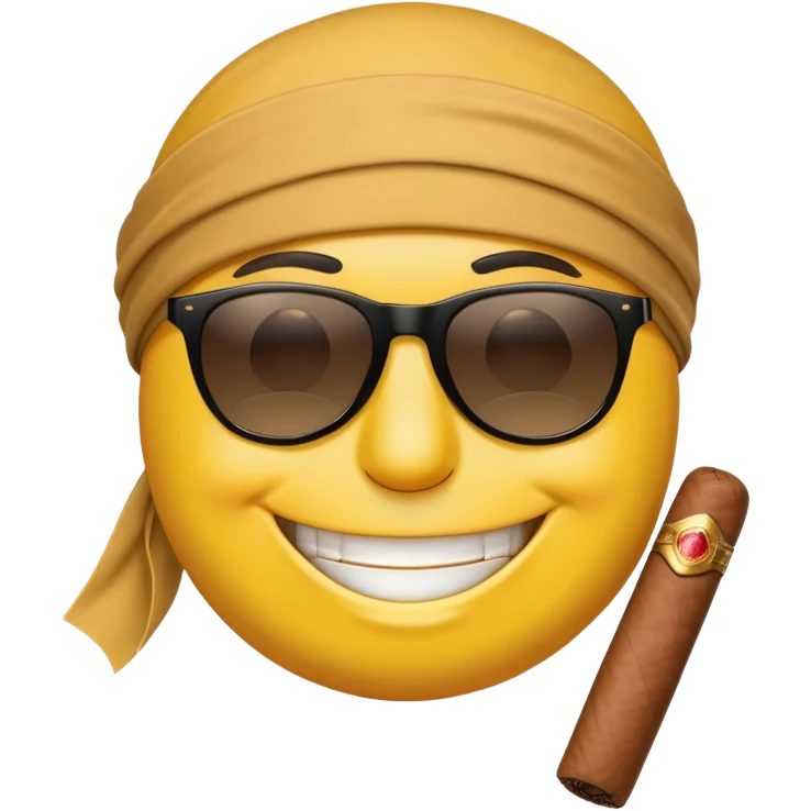 A smiley face with a cigar, doo-rag and sunglasses  emoji