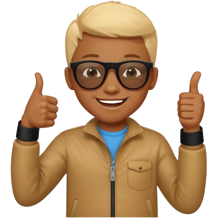 Creat light black kid with this "👍, 👈, 😀, 😎, reaction emoji