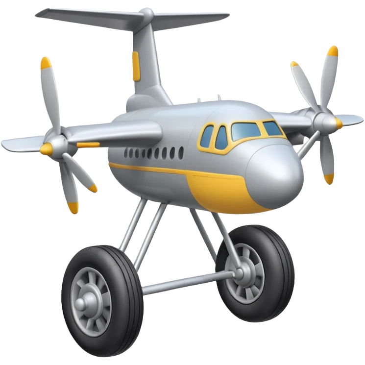 Emoji-style airplane landing gear with a single inflated, puffy wheel and a strut, cartoon-like, 3D, soft rounded shapes, clean lines, isolated on white background, minimal shading, emoji aesthetic emoji