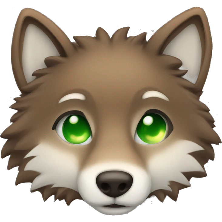 Brown cute Wolf furry sleeping with green pupils emoji
