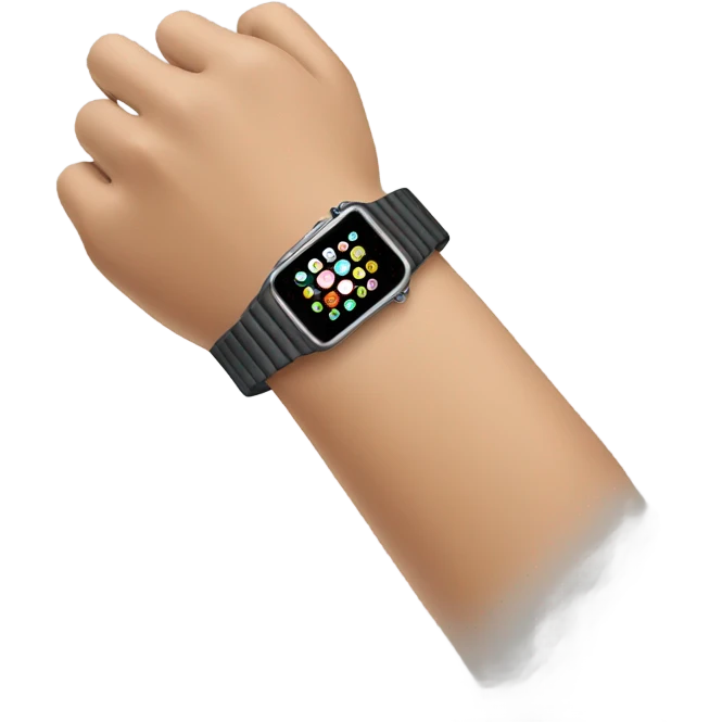 a wrist with hand wearing an apple watch emoji