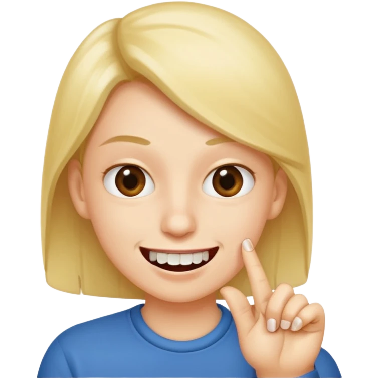 Emoji gêne et content qui mort un seule ongle Et on voit un peu ses dents plus flatter  emoji