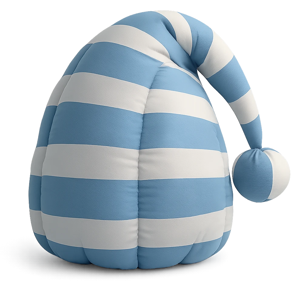 blue and white striped sleep cap in cushion style emoji