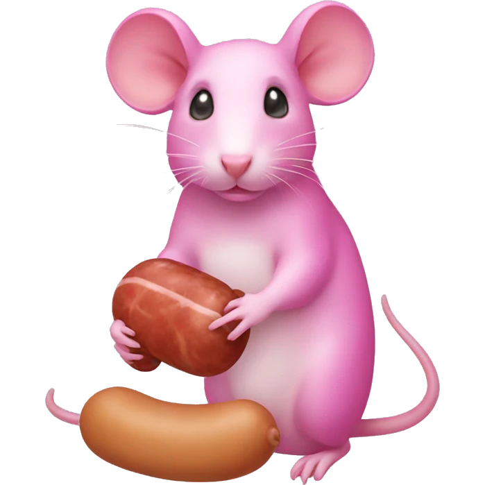 pink girl rat with sausage emoji
