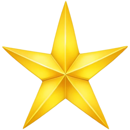 yellow volumetric 4-pointed star, four terminal star emoji