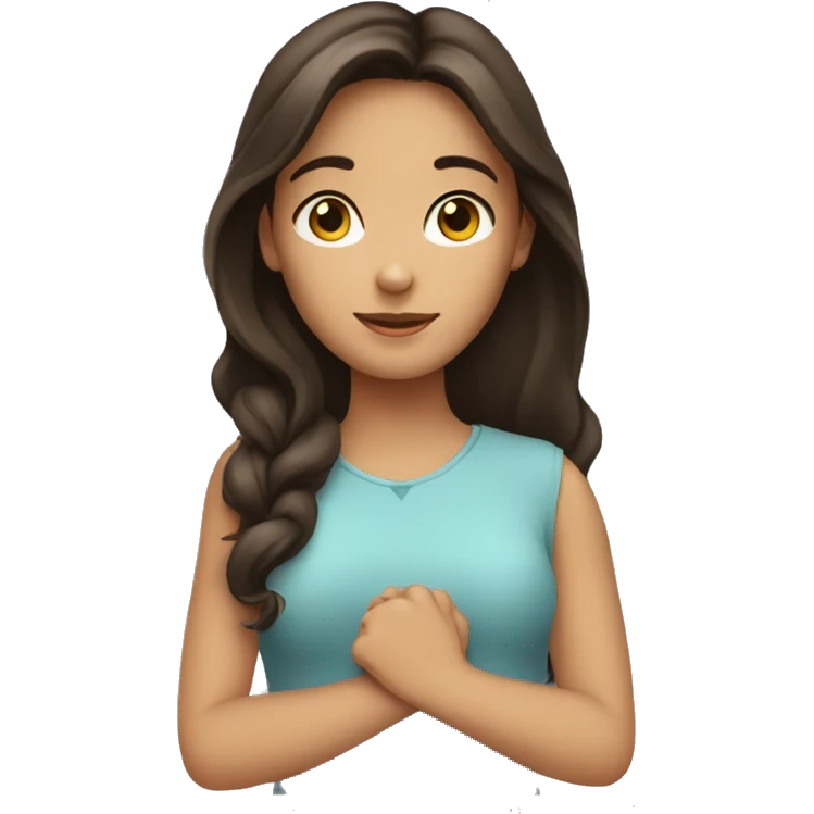 Brunette girl hand heart emoji