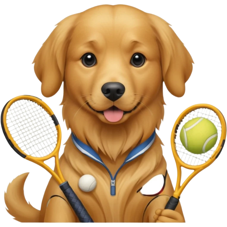 Dog holding tennis racquet  emoji