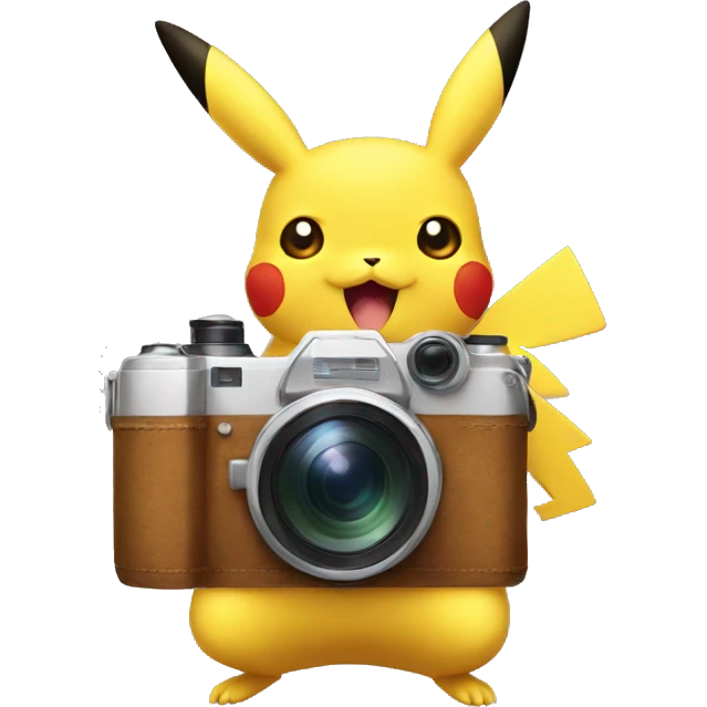 pikachu with a camera emoji