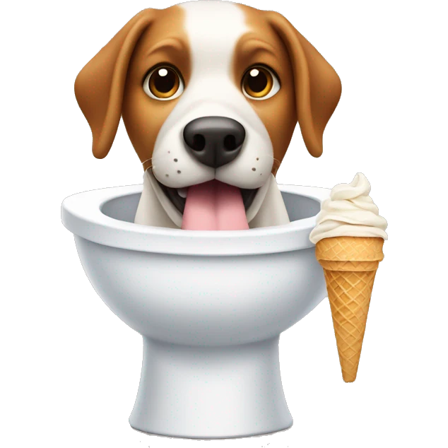 Dog eating ice cream on toilet bowl emoji