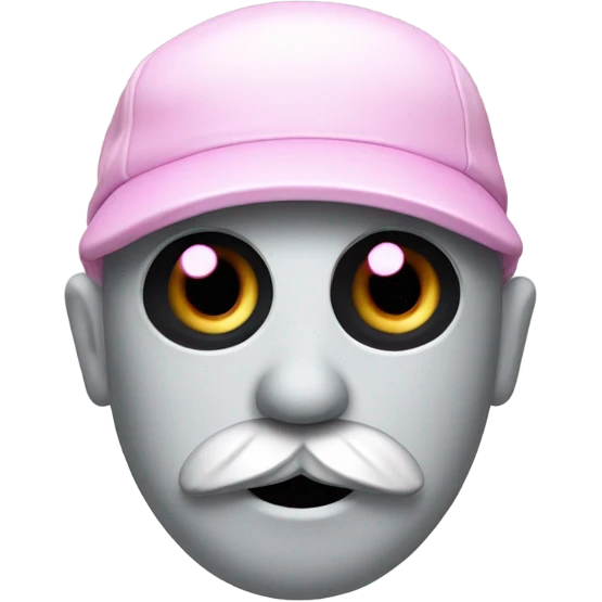 Mr. Salt is an off-white color with a silver-colored cap. There are three black-colored holes on the top of his cap. He has a pink mouth and black eyes. emoji
